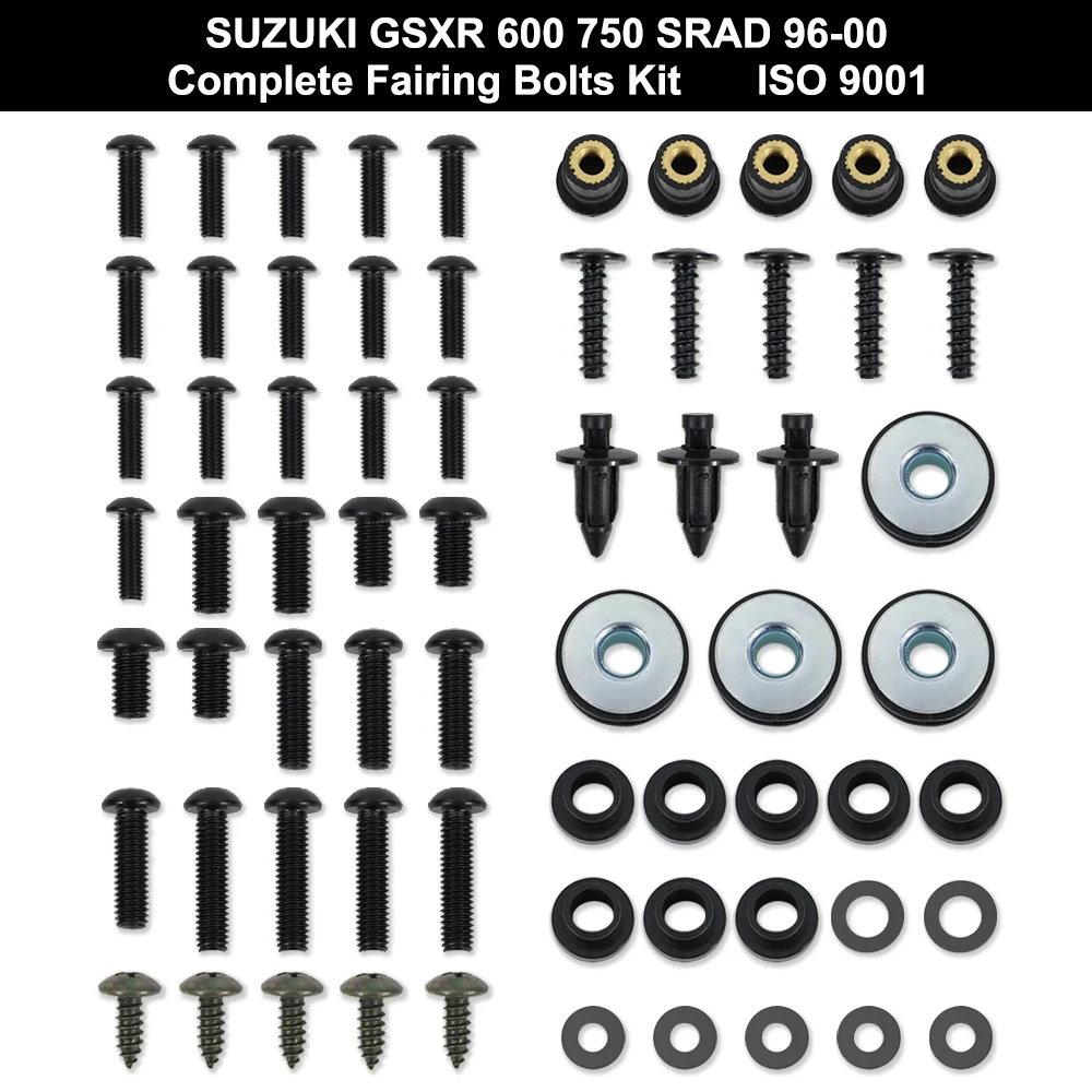 

Подходит для Suzuki GSXR 600 750 SRAD 1996-2000, полный комплект болтов для обтекателя мотоцикла, зажимы из нержавеющей стали, гайка, винты для кузова