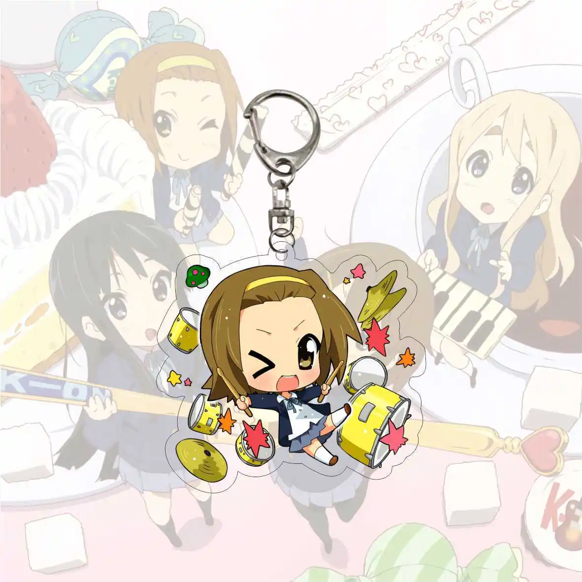Искусственное Аниме! Брелок Q Version Hirasawa Yui Akiyama Mio Kotobuki Tsumugi фигурка брелок