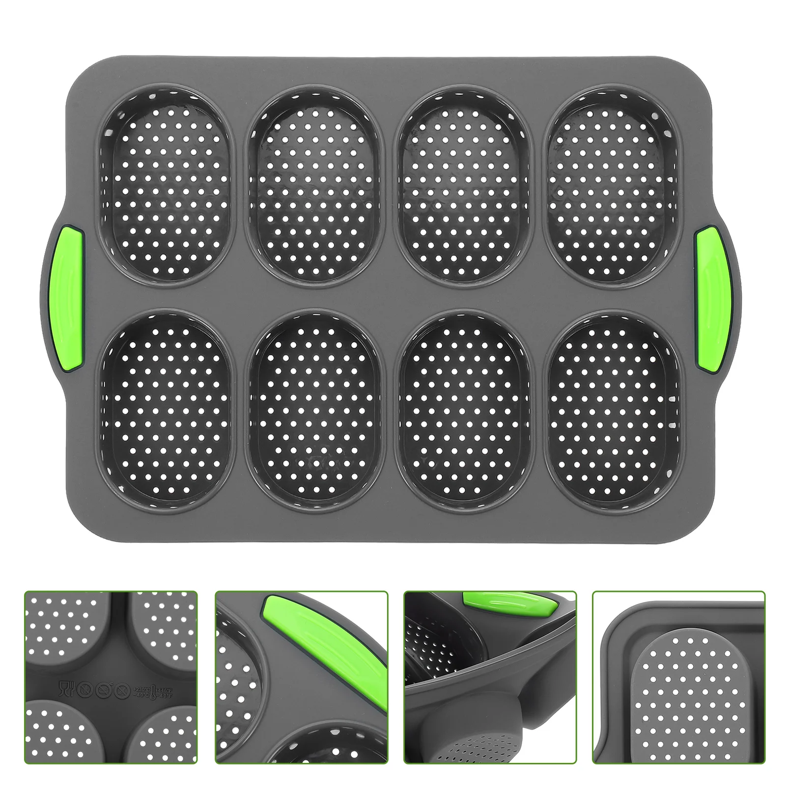 

Bread Mold Pan Baking French Silicone Loaf Tray Molds Hot Nonstick Dogcake Forms Roll Bun Tin Perforated Bake Toast Sandwich