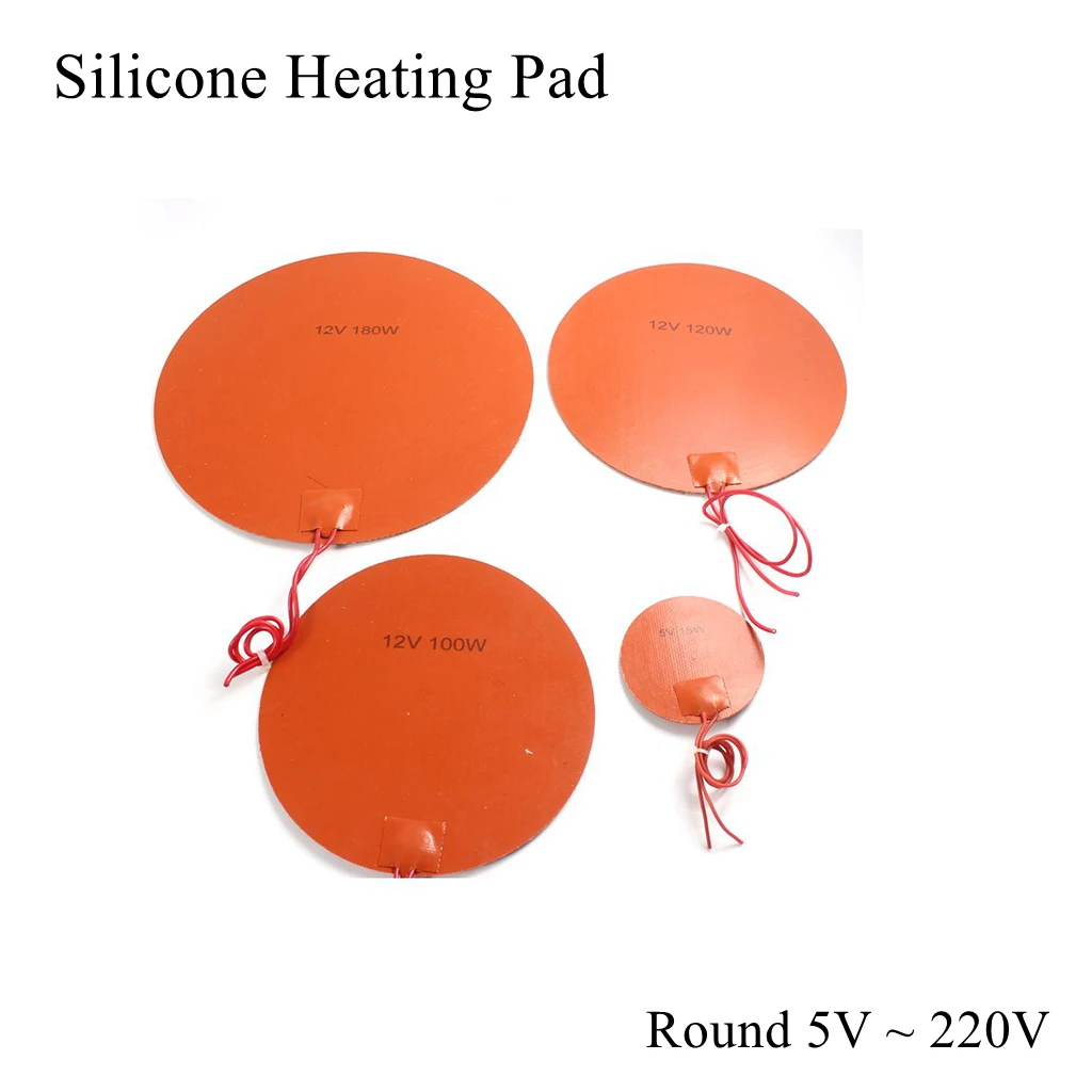 250mm Silicone Heating Pad Round Circle Rubber Heater Oil Engine Tank Mat Plate Fuel Strip Belt Water Waterproof 3D Printer | Дом и сад