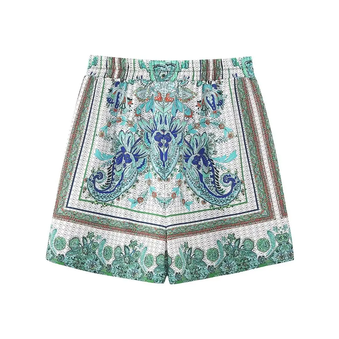 Refeel Summer Shorts Girls New Casual Loose Floral Print Short Pants Y2K Elastic Waist Female Trousers Women Clothing