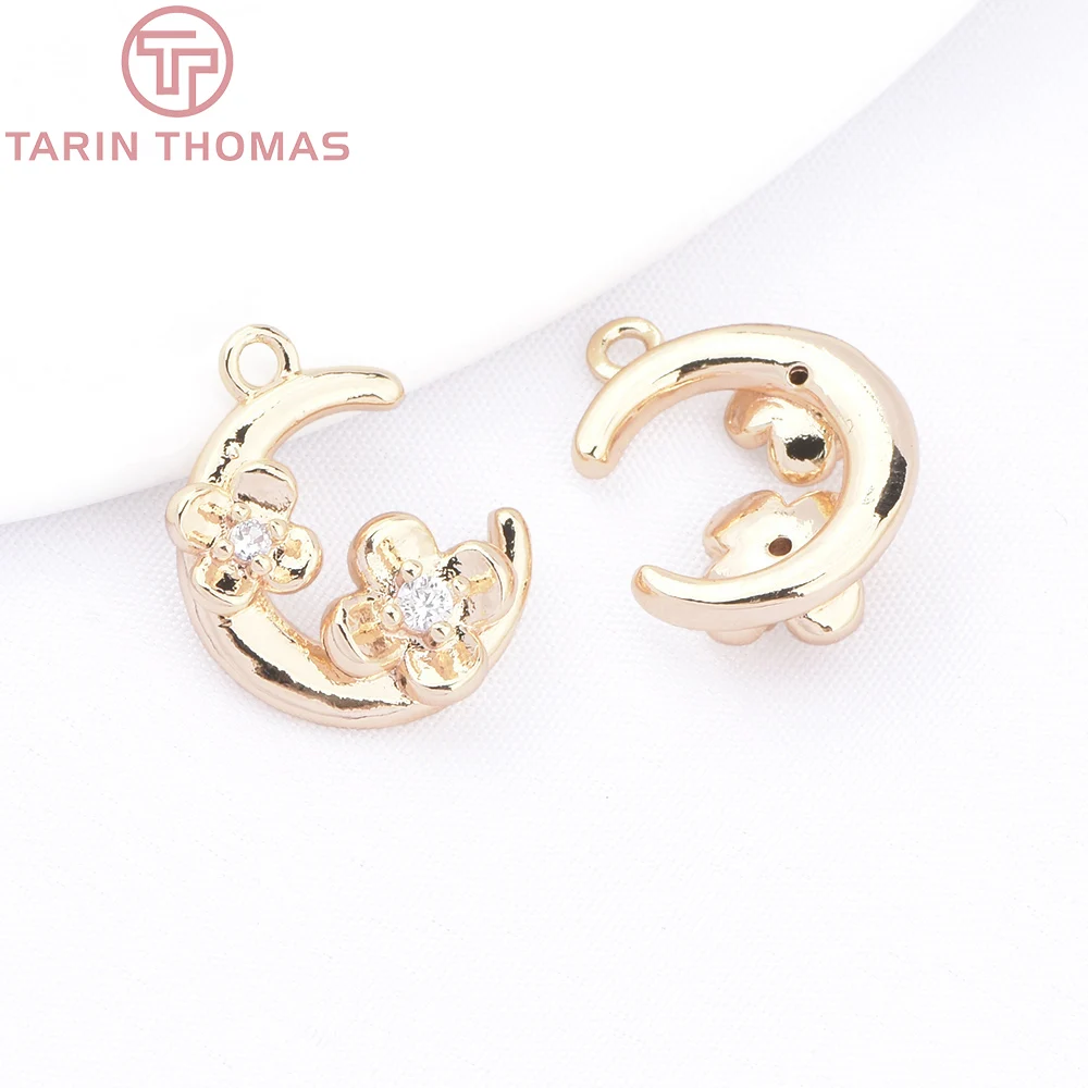 (9316) 24-каратное золото латунь с цирконом подвески в форме луны звезды снежинки