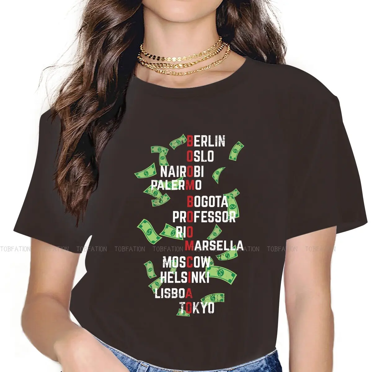 

Boom Ciao O Neck TShirt Money Heist La Casa De Papel Tokio Raquel Murillo Fabric Original T Shirt Woman Tops 5XL Oversized