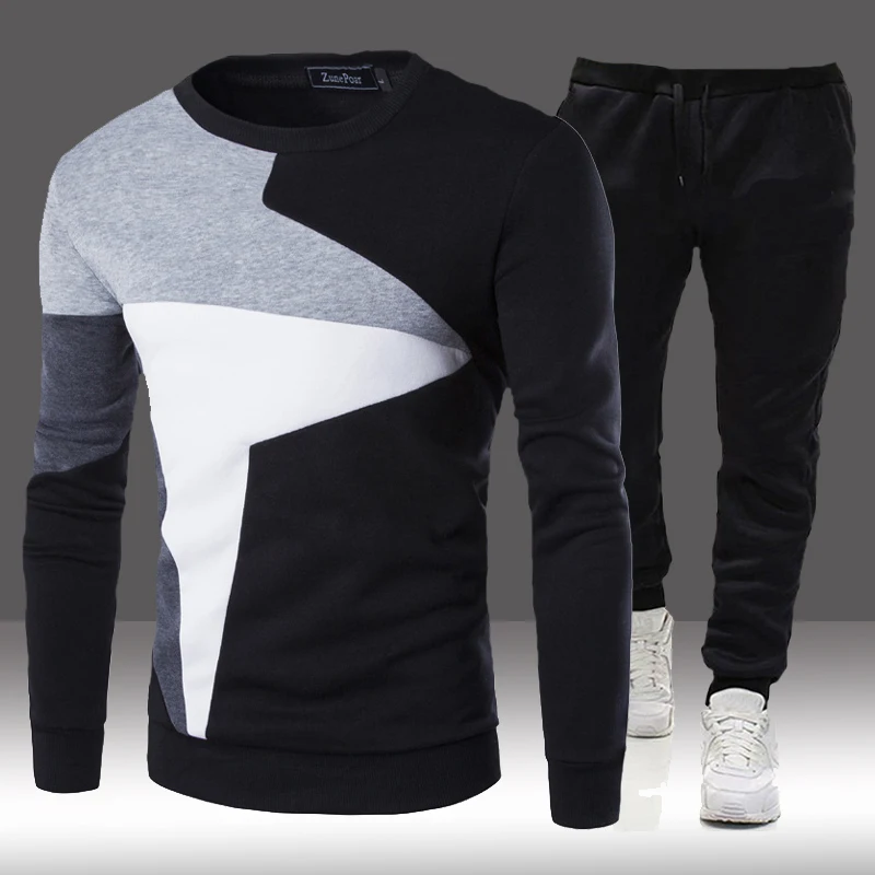 

Men's Tracksuit Round Cotton Hoodies and Sweatpants 2 Piece Set Casual Sportswear Outfit Autumn Winter Men's Clothing