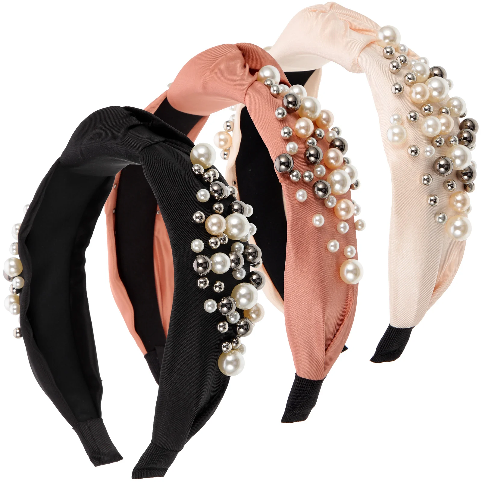

3 Pcs Beaded Pearl Knotted Headband Women's Girl Hair Ties Headpiece Cloth Classic Headbands