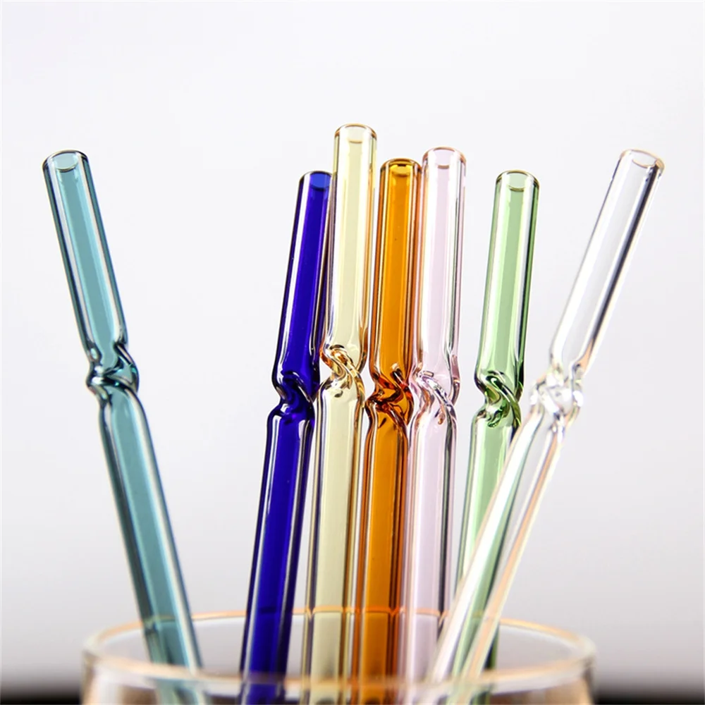 

Glass Straw Fruit Juice Milk Tea Beverage Glass Straw Curved Transparent Stirring Rod Beverage Accessories High Borosilicate