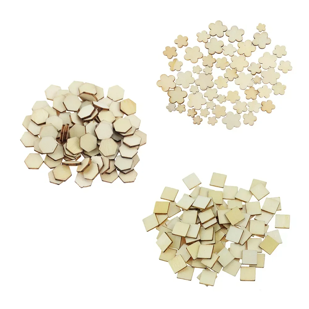 

NEW2023 100pcs 10MM 20MM Log Color Wooden Chips Wood Ornaments Shapes Embellishment DIY Crafts Decorations