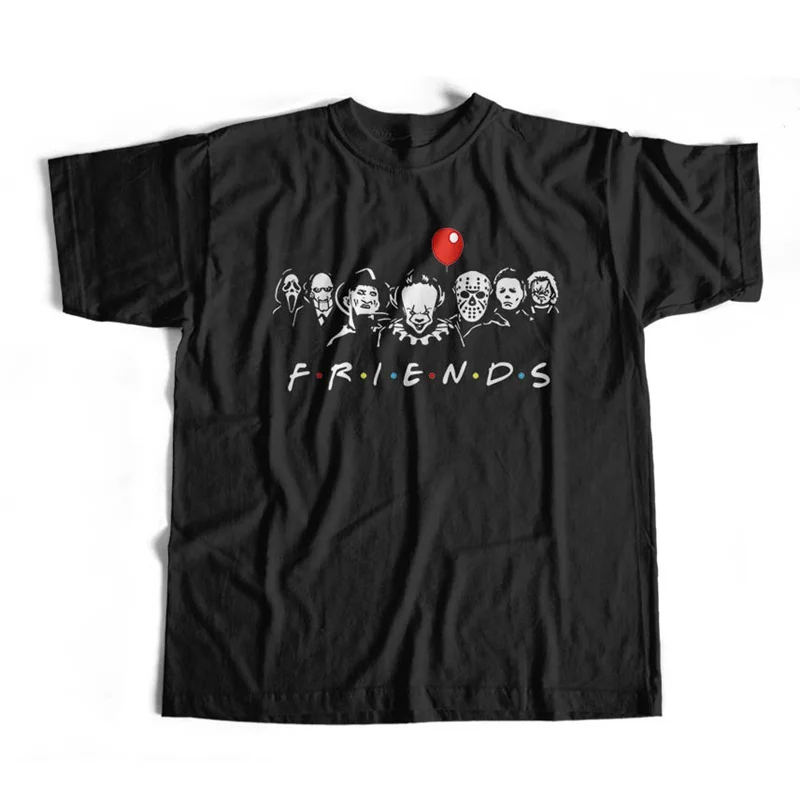 100% Cotton Funny Men T Shirt Horror Top Quality Friend Print Men T Shirt Short Sleeve Funny Men t-shirt Tee Shirts Tops