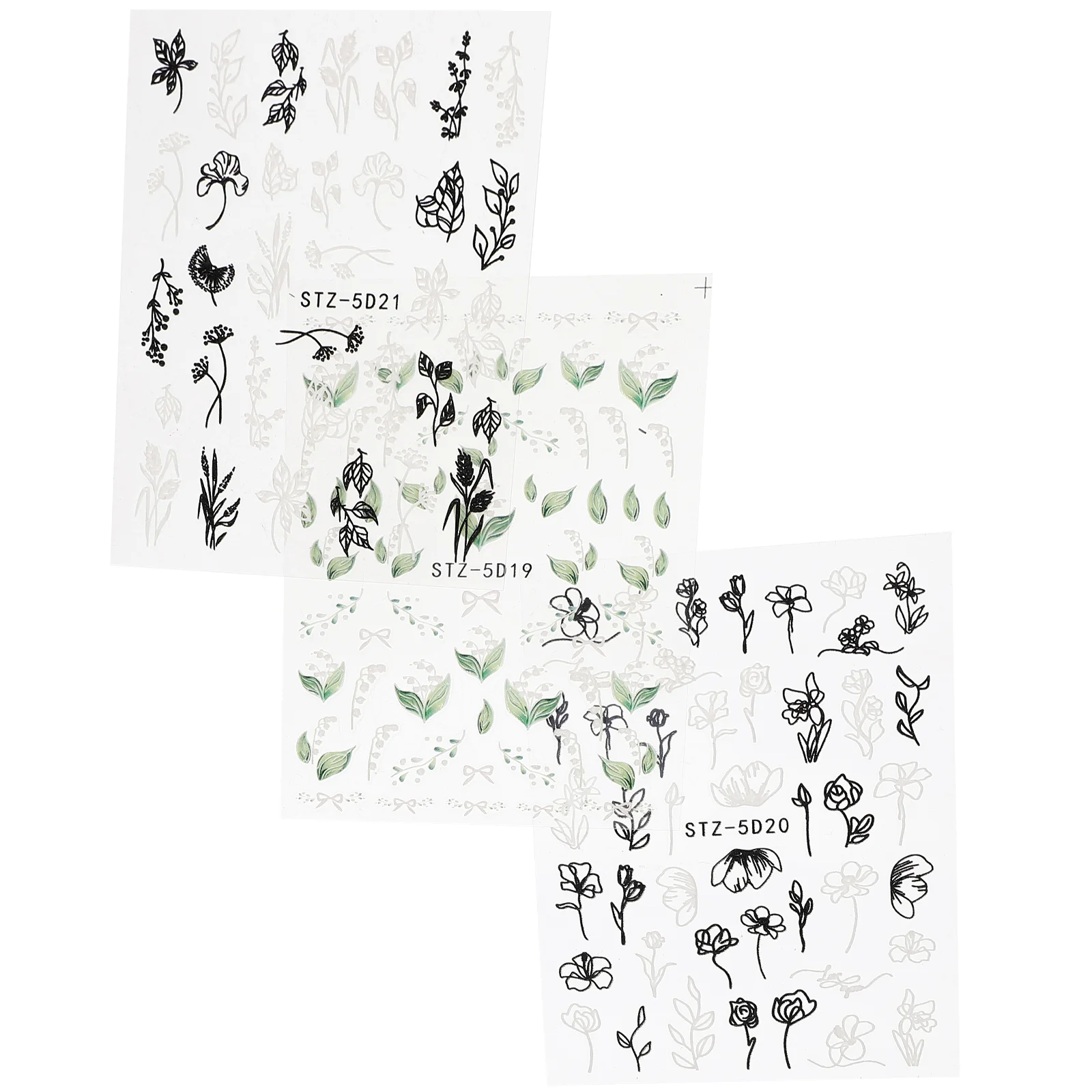 

3 Sheets Nail Stickers 3D Flower Sticker DIY Nail Sticker Nail Decals Nail Decorations