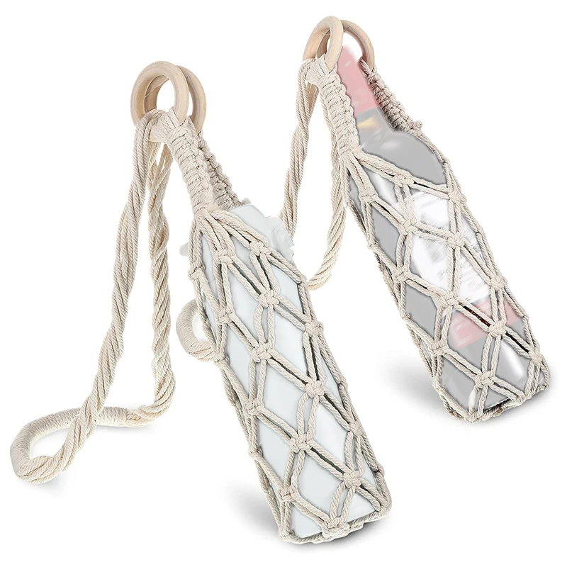 

2 шт., Макраме-переноска для бутылок с ремешком