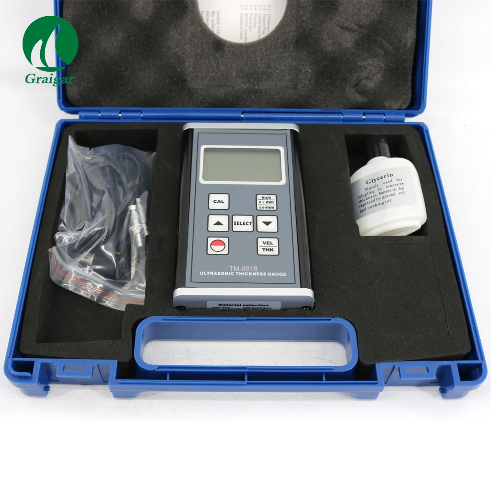 

TM-8818 Ultrasonic Thickness Meter with Measuring Range 0.75~400mm