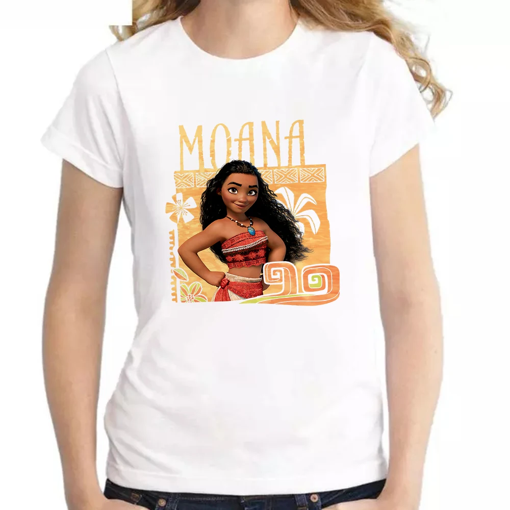 

Disney Summer Woman Clothes Princess Moana Print Fashion Y2k Tops High Street Harajuku European and American T Shirt Women
