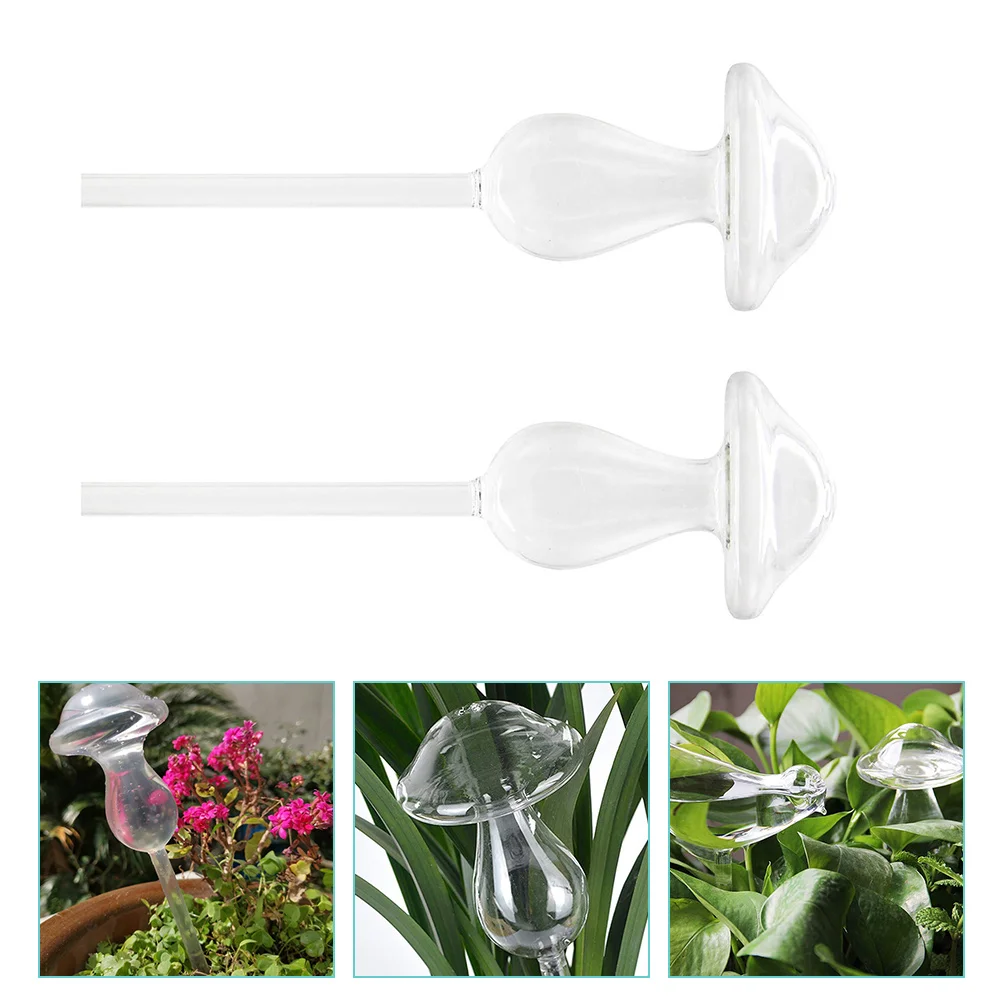 

2 Pcs Watering Device Glass Insert Clear Transparent Mushroom Automatic Watering Plant Self Watering for Indoor Potted Plants