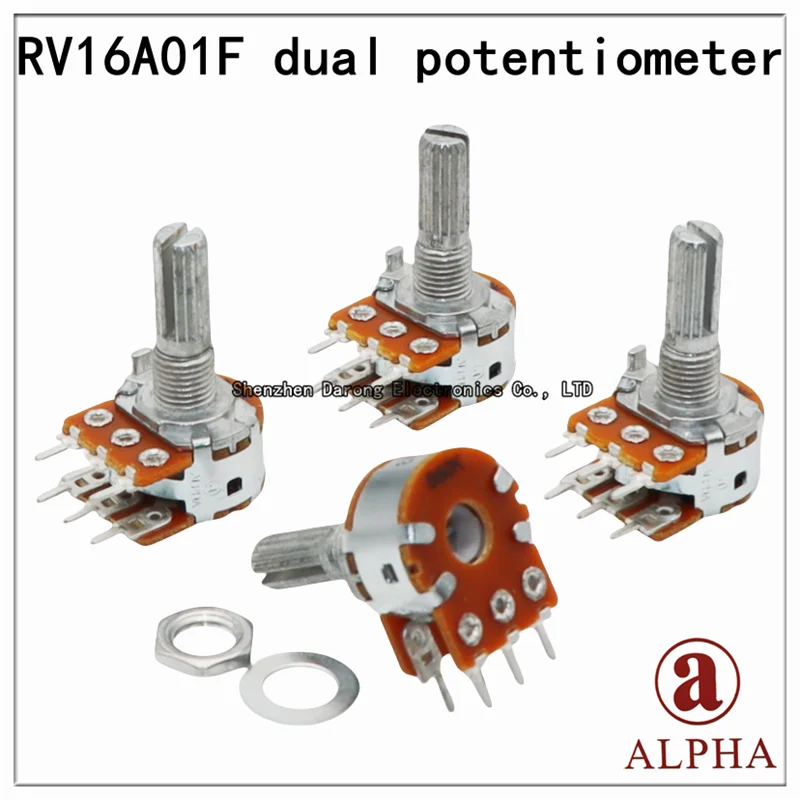 ALPHA RV16A10F B50K B100K Dual B503 двухканальный звук повышенной яркости ручка длиной 20 мм