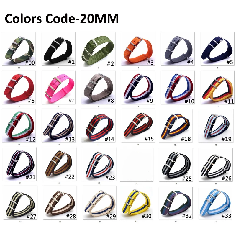 Wholesale 100Pcs Woven Nylon Watchband 16mm 18mm 20mm 22mm 24mm Replacement DW Sport Multicolor Nylon Band Buckle Belt