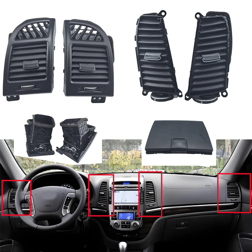 Фото YAOCAISS-2 Передний ряд, 2/4 шт. для Hyundai Santa Fe 2006-2012, решетка воздуховода кондиционера на приборной панели, внутренняя панель кондиционера, решетка воздуховода. №1