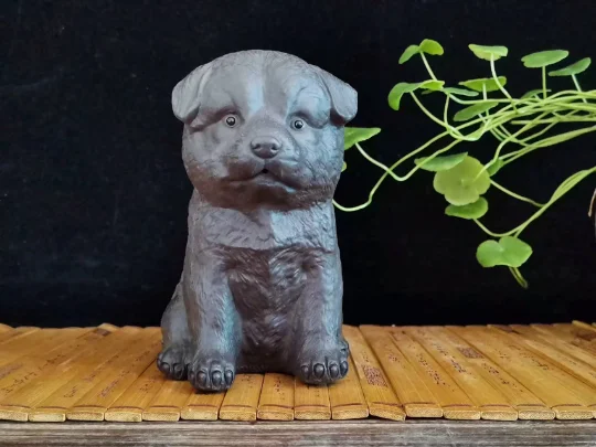 

Tea pet Pottery Purple Clay lovely Cute baby dogs statue