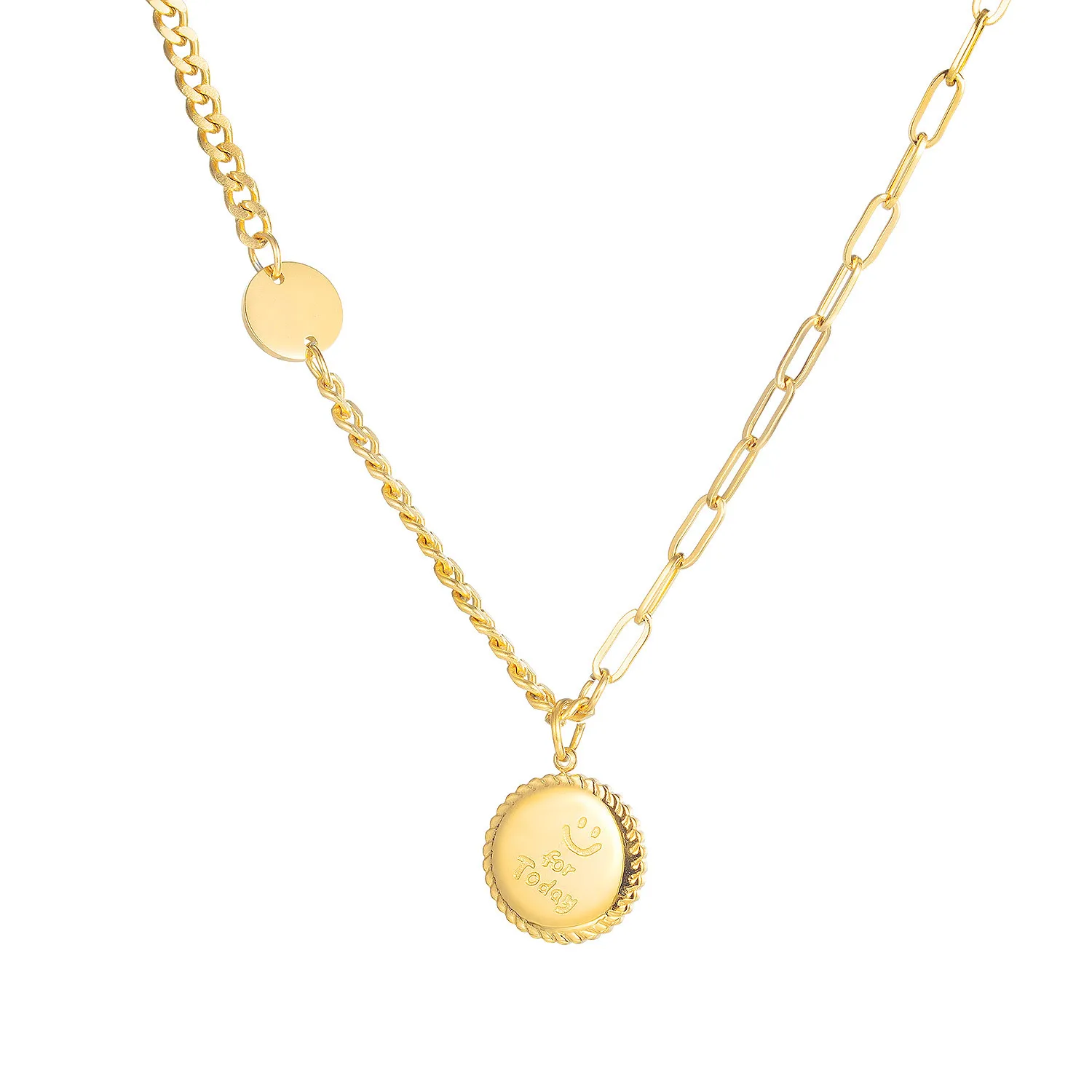 

Smiley Face Round Brand Titanium Steel Necklace Feminine Ornaments To Send Bestie