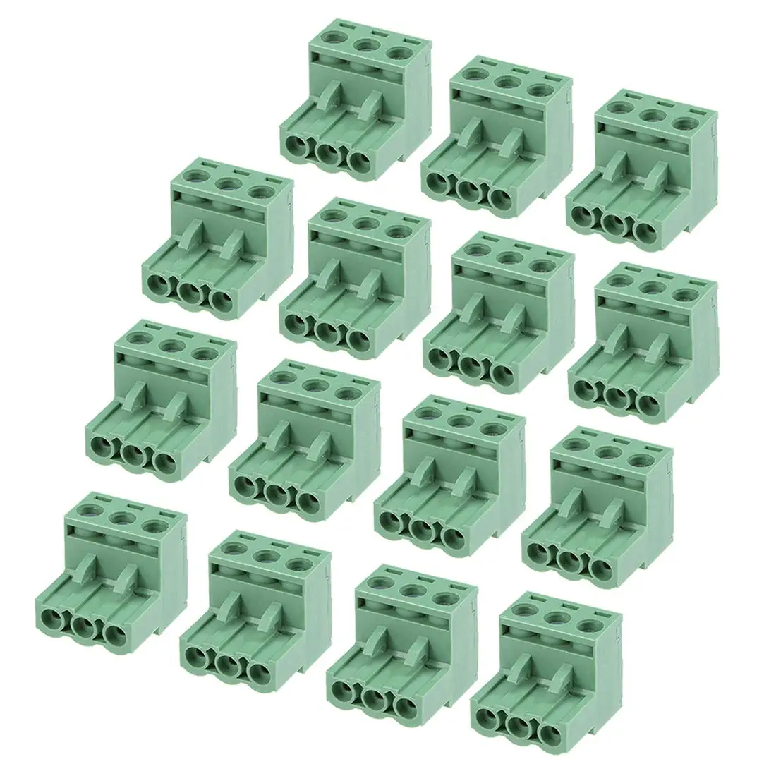 

Keszoox 5.08mm Phoenix Connectors 15Pcs AC300V 15A 5.08mm Pitch 3P Flat Angle Needle Seat Insert-in PCB Terminal Block