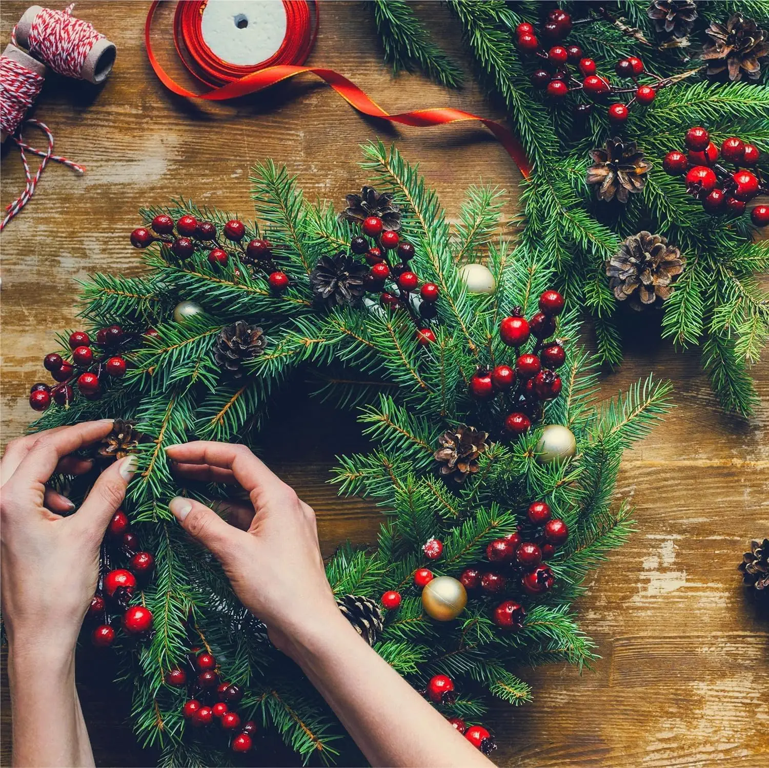 Зеленые сосновые рождественские листья украшения для дома пластиковые вазы