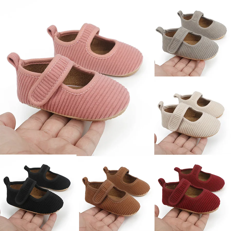 

Newborn baby sandals solid color Velcro princess shoes indoor and outdoor non slip rubber soled walking shoes 6 colors optional