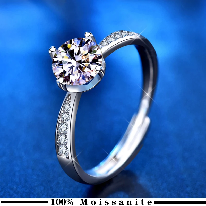 

Кольца с натуральным камнем 1 карат муассанитом для женщин, из чистого серебра 925 пробы, свадебный браслет, роскошные женские ювелирные изде...