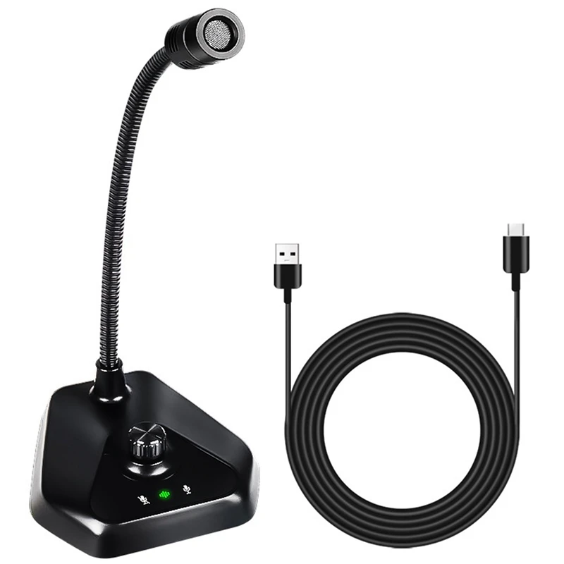 

USB-микрофон для конференций, микрофон «гусиная шея», подходит для компьютера, с кнопкой отключения звука