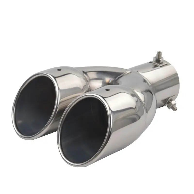 

40GF Muffler exhaust Dual Exhaust Tip Tailpipe 2.5 Inch Inlet 3" outlet 8.1" Length Polished Stainless 1.2mm Thickness (Double