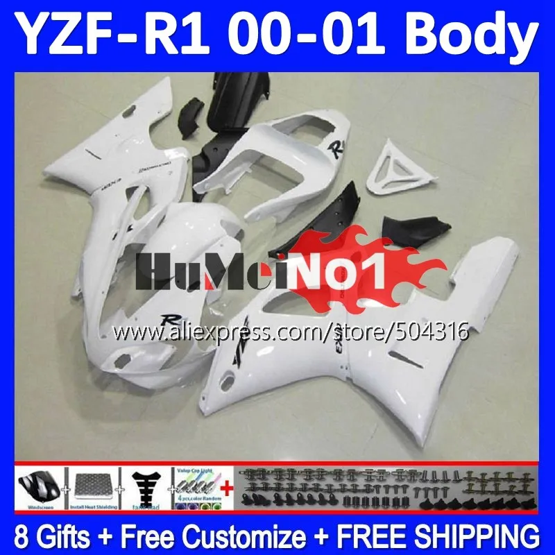 

Body Kit For YAMAHA YZF-R1 YZF R1 R 1 1000 CC 1000CC YZFR1 00 01 161MC.54 YZF1000 00-01 YZF-1000 2000 2001 Fairing white glossy
