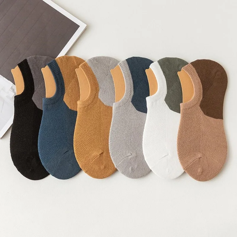 5 Pairs Cotton Men Short Socks Summer Mesh Breathable Simple Fashion Boat Socks Non-Slip Casual Male Street Sports Ankle Sock