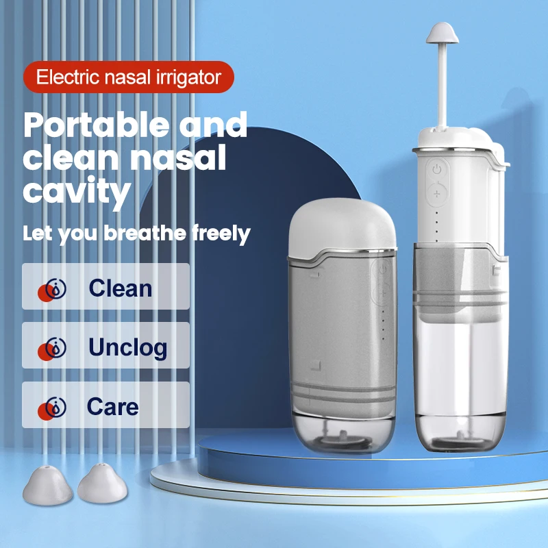LINDAIYU Electric Nasal Wash Cleaner Nose 180 Degree Rotation 500ml Tiny Nose Irrigation Allergic Rhinitis  Care Tool