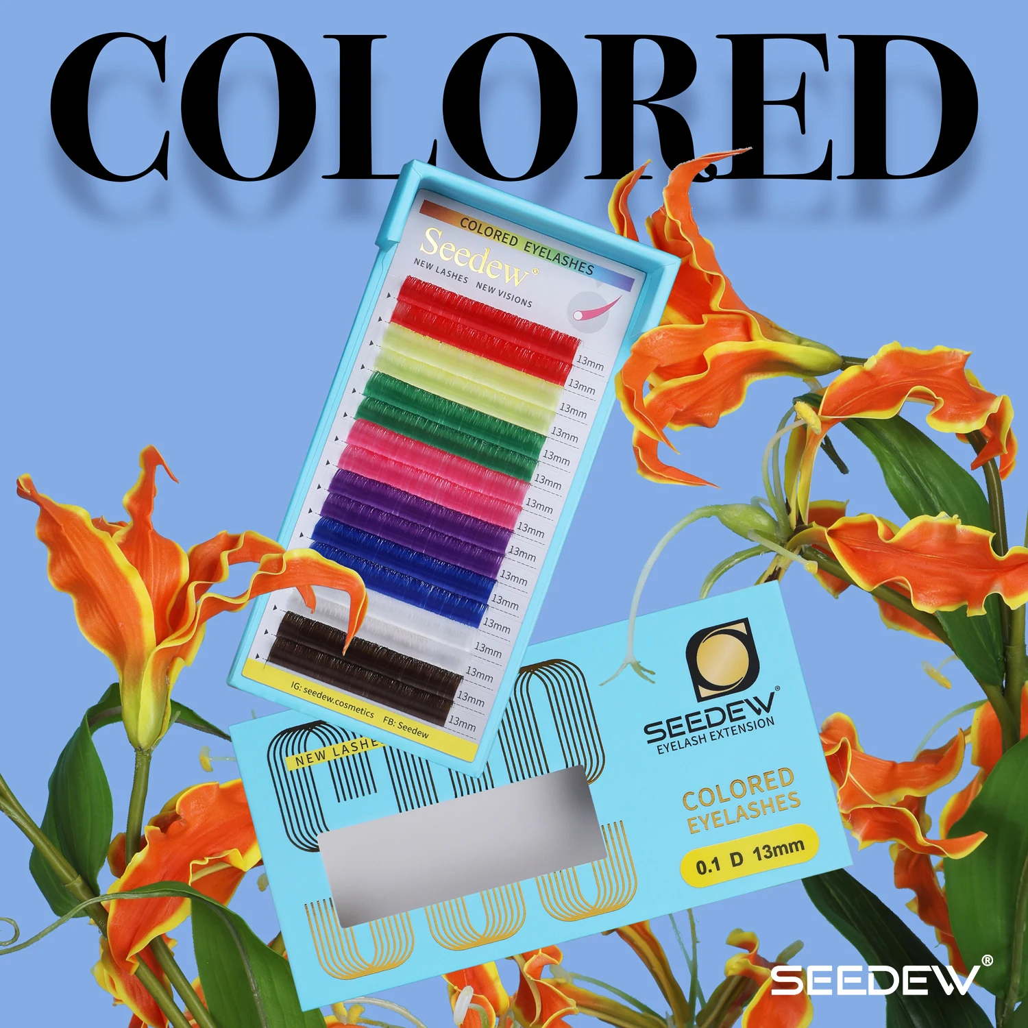 

SEEDEW Mix Colored Eyelashes NAGARAKU Makeup High Quality Synthetic Hair Rainbow Eyelash Extensions Supplies 8 Colors