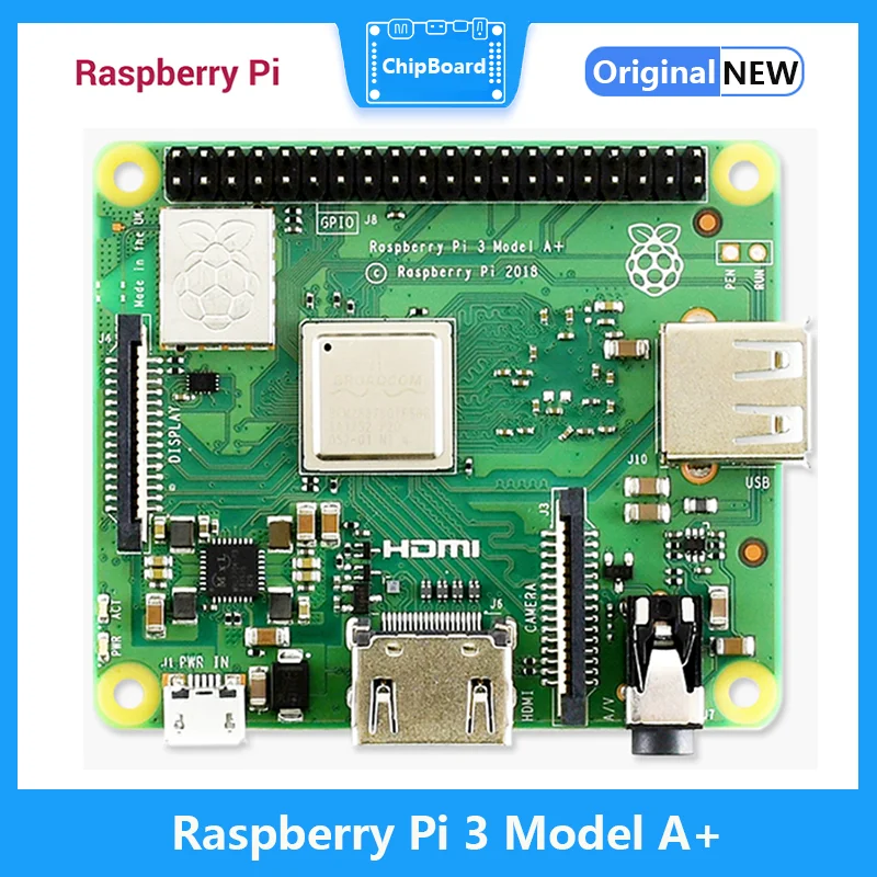 Raspberry Pi 3 Модель A + (A Plus) 1,4 ГГц 64-разрядный четырехъядерный процессор ARM Cortex-A53 512 Мб LPDDR2 SDRAM двухдиапазонный беспроводной Bluetooth 4,2