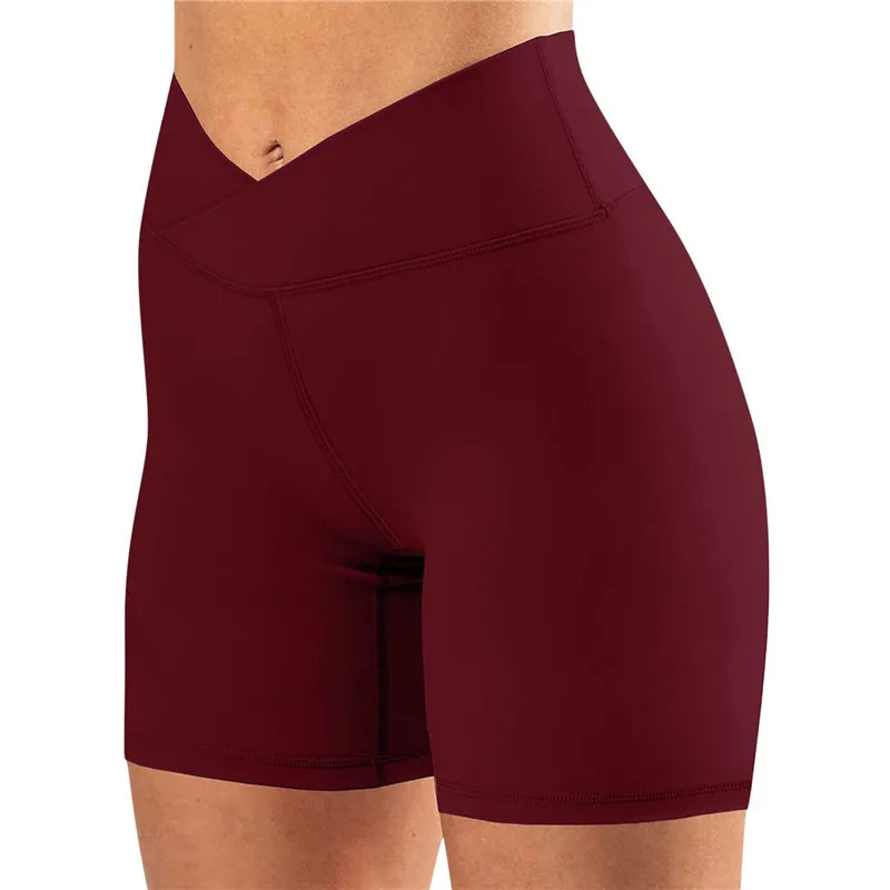 

Women High Waist Shorts Solid Color Fitness Fashion Ladies Push Up Shorts Corss For Femme 5 Colors