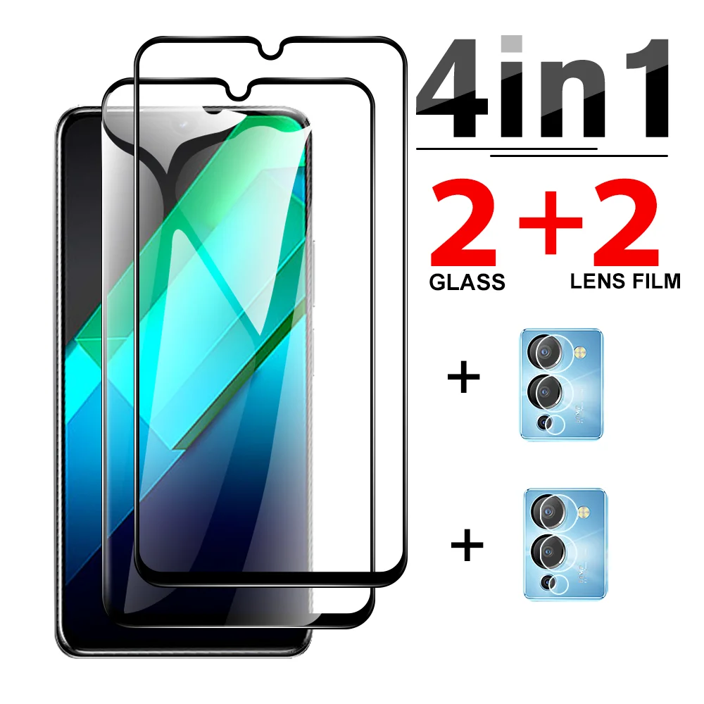 

4in1 Black Edge Tempered Glass For Infinix Note 12 G96 Camera Lens Screen Protector For Note12 Turbo X670 Protective Phone Film