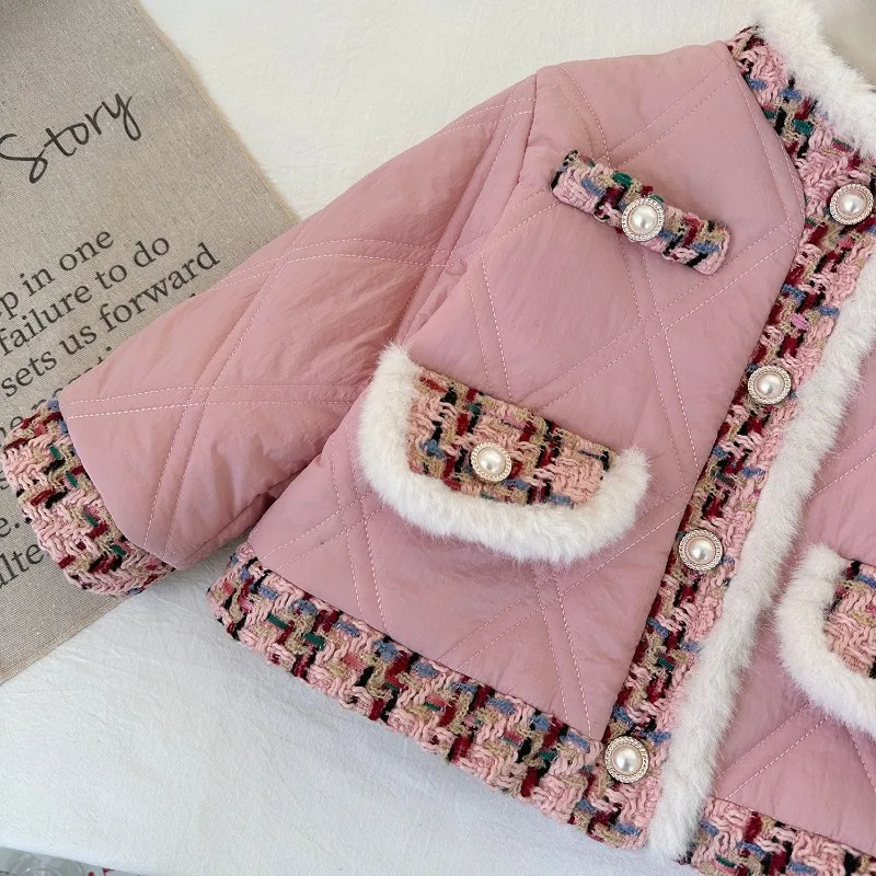 Пальто для девочек зимние флисовые толстые детские куртки плюшевая бархатная