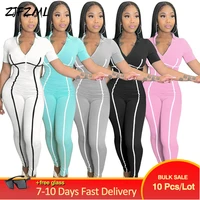 wholesale bulk items lots womens romper active wear bright line decoretion fitness overall summer zipper bodycon catsuit new