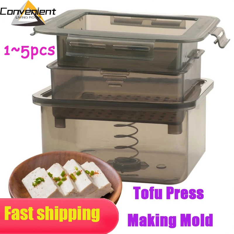 

1~5PCS Tofu Press Tofu Drainer 3-Layer Tofu Making Mold Built-in Drainage Water Removing Dishwasher Safe Kitchen Cooking Tools