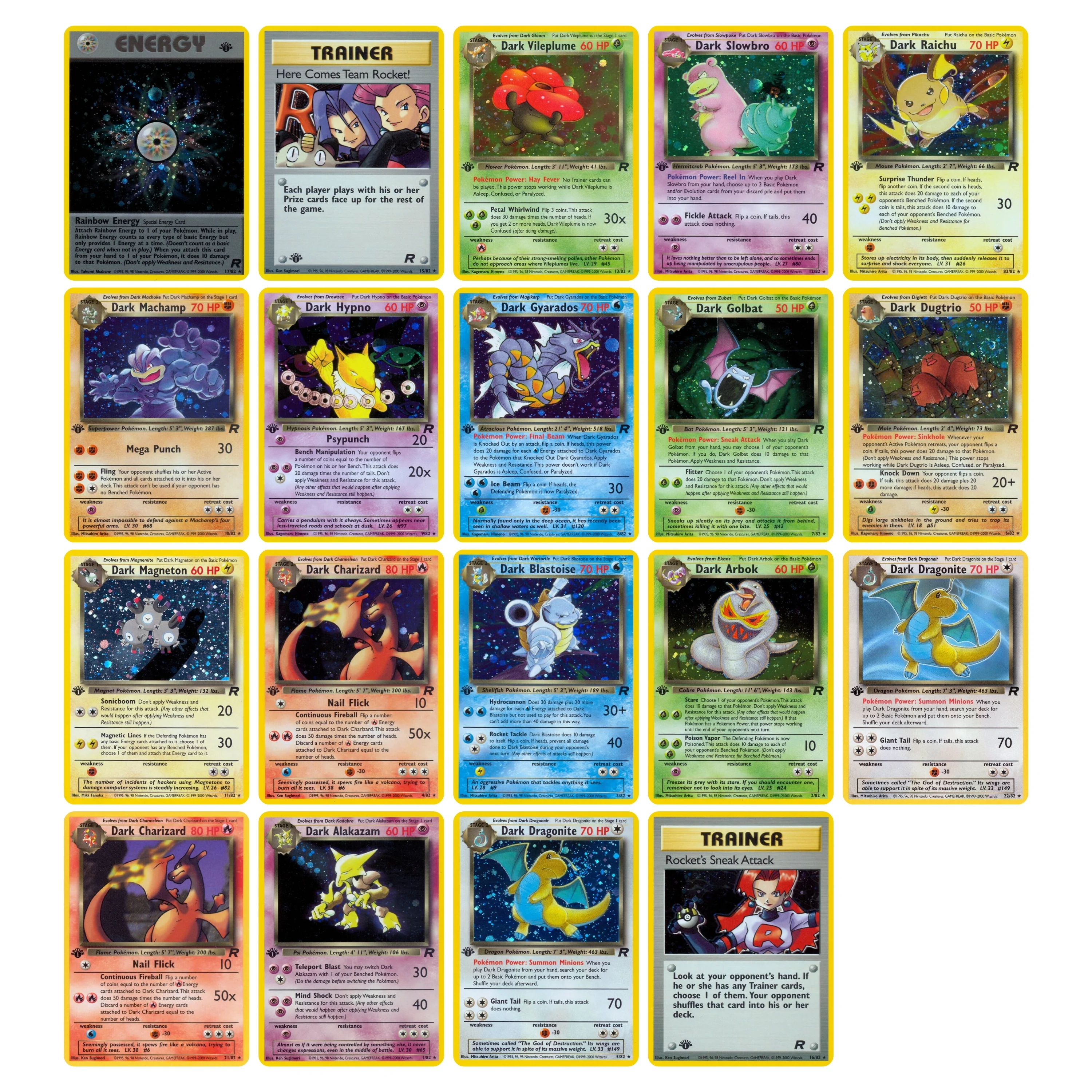 Фото Коллекционные голографические карты PTCG высшего качества - Team Rocket 1st Edition Dark Pokemon Replica Collection Blastoise