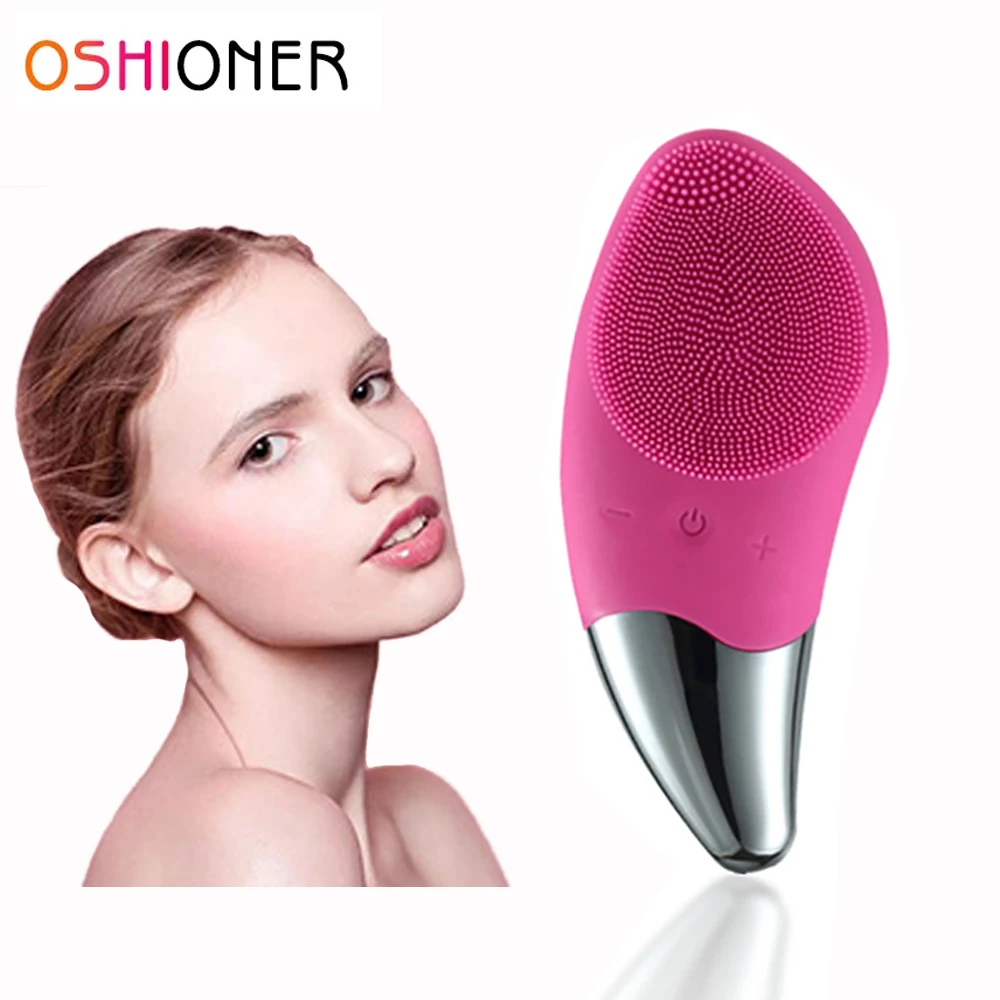 

Mini Powered Facial Cleansing Devices Silicone Sonic Vibration Massager Blackhead Remove Face Pore Deep Cleansing Massage Brush