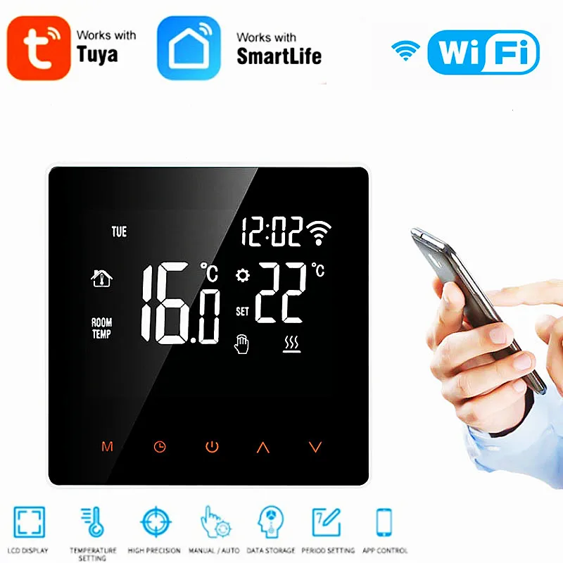 

Tuya Smart WiFi Temperature Thermostat,Electric Floor Heating Water/Gas Boiler Smart Home Remot Control Smart Life Via Alexa
