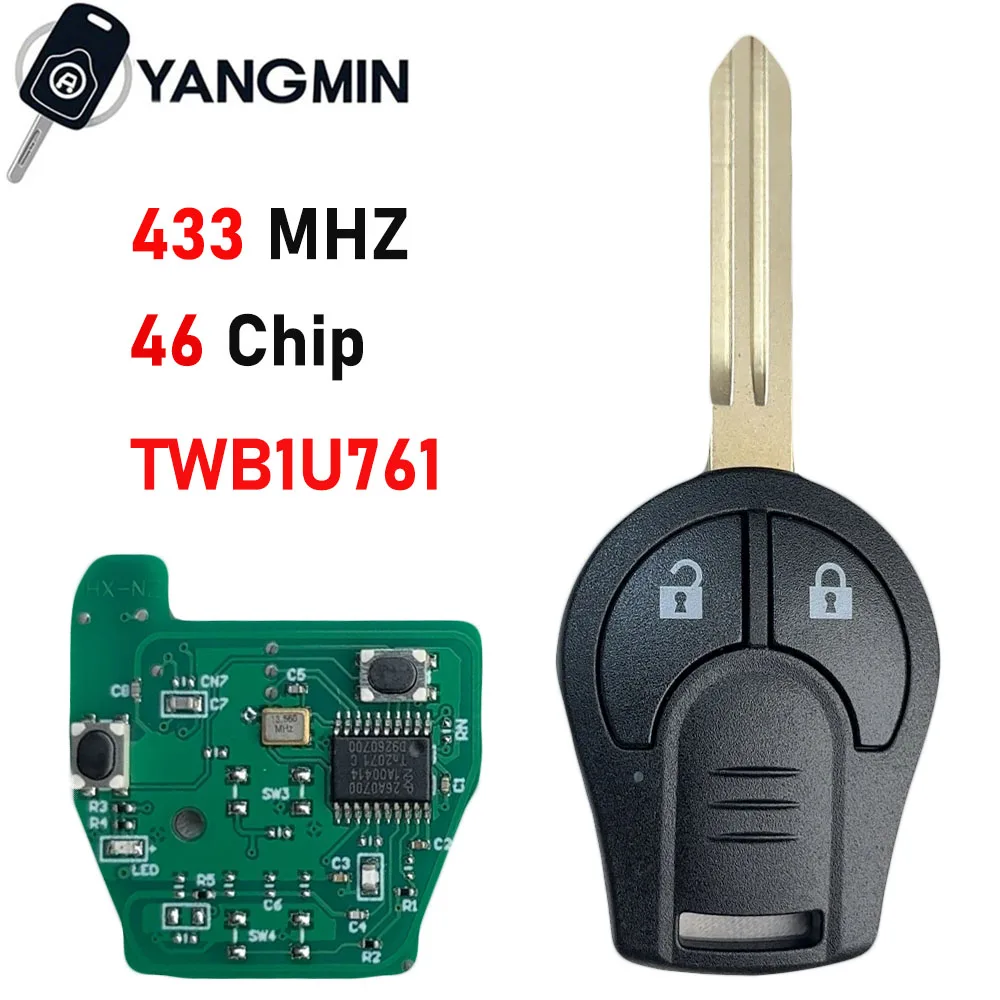 

YANGMIN для Nissan Micra Note 2014 2015 2016 2017 TWB1G766 433 МГц PCF7961A удаленный ключ от машины