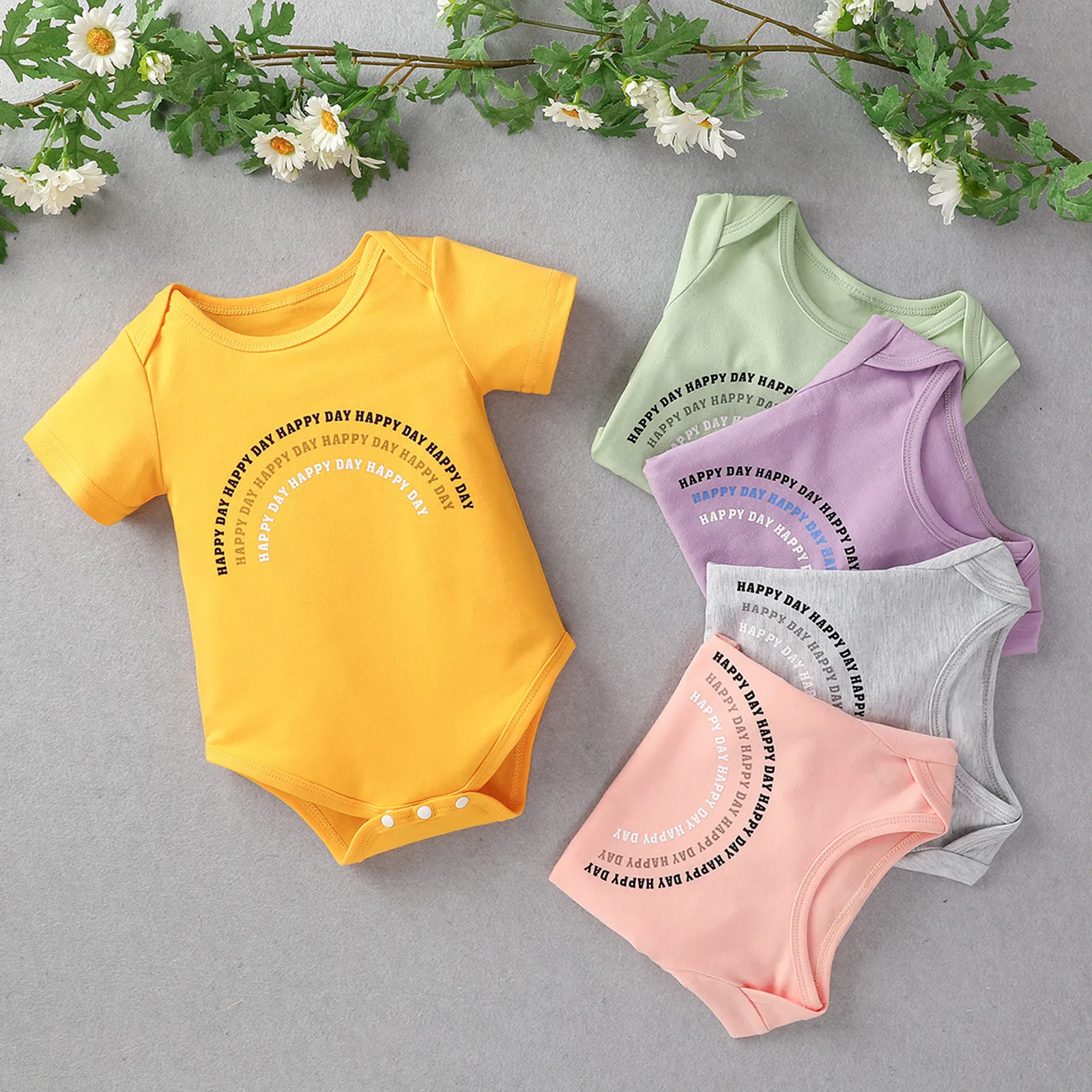 

Toddler Baby Boy Girl Clothes Romper Letter Print Short Sleeve Infant Baby Summer Clothes Simple Casual Bodysuit For Newborns