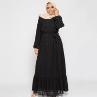 chiffon jacquard ramadan women dress 2022 with belt dubai abaya middle east plus size maxi modest muslim long arabian dresses
