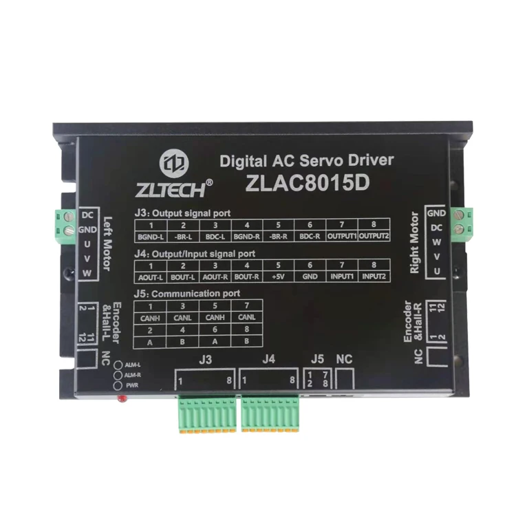 

ZLTECH CE RoHS CANopen RS485 3 phase 24V 48V Dual Channel DC 30A 500W brushless AC servo motor amplifier driver for mobile