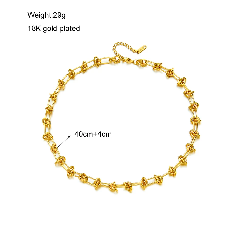 MEYRROYU 316L Stainless Steel Chains Statement Necklaces For Women Golden Texture Collar Accessories New бижутерия для женщин images - 6