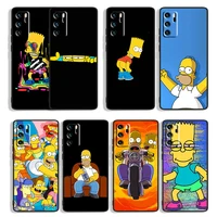 animation simpsons for huawei mate 40 30 20x 10 lite p smart s z plus pro 2021 2020 2019 2018 black phone case capa