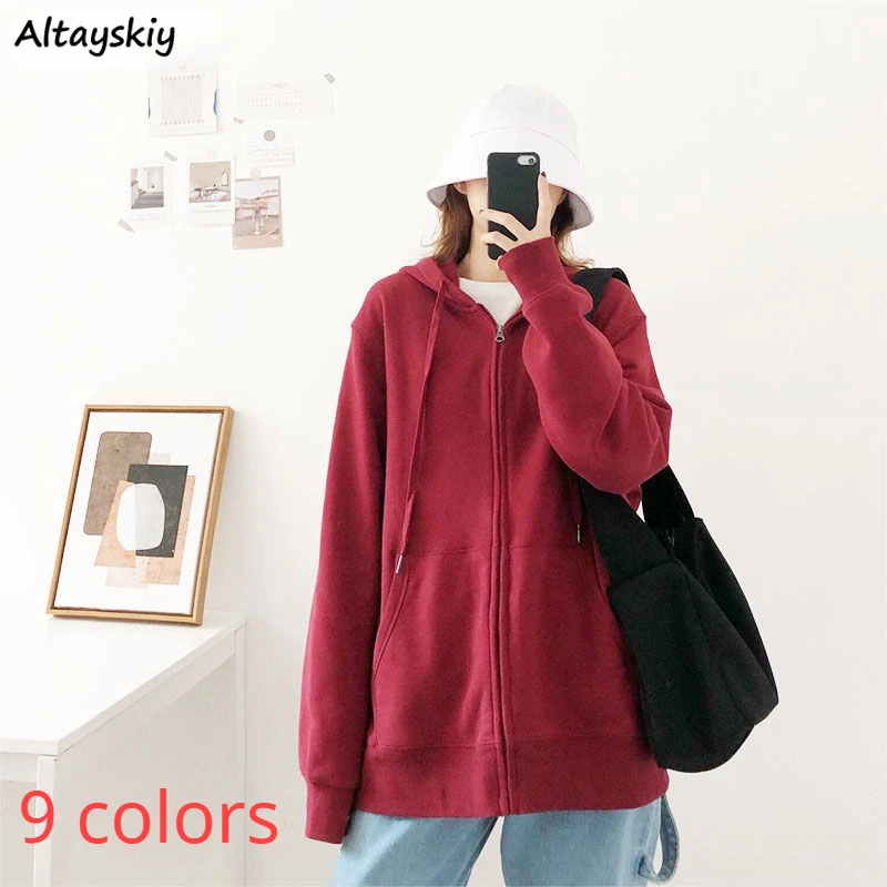 

Hoodies Women Kawaii Japanese Style Newest Autumn Pure Daily Large Teenagers BF Lovely Simple Leisure All-match Ulzzang Sporty