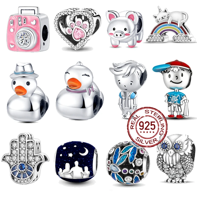 Бусины-шармы из серебра 925 пробы с вырезами для браслета