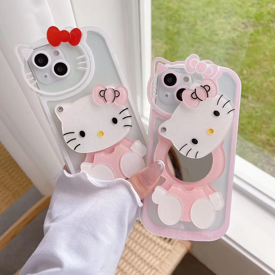 

Sanrio Hello Kitty Cute Mirror Iphone14 Case Suitable for Apple 14Promax Anti Falling Soft Shell Apple 12/13 Case 7/8Gx